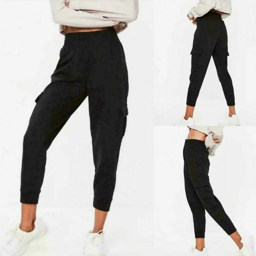 NEU DAMEN ELASTISCHE HOHE TAILLE CARGOHOSE FITNESSSTUDIO JOGGING KAMPFHOSE - Bild 1 von 4