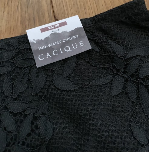 Plus Size 26/28 Black Mid Waist Cheeky Lace Strappy Garter Panty Cacique Sexy - Picture 3 of 6
