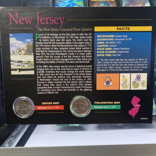 New Jersey P D Mint Quarter Set American Colorized Statehood Quarter Collection - Picture 2 of 2