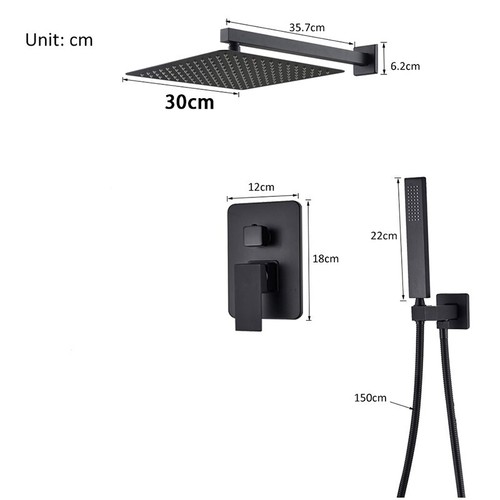 Miscelatore set doccia completo incasso sistema con doccetta nero cascata 2 via - Foto 2 di 11