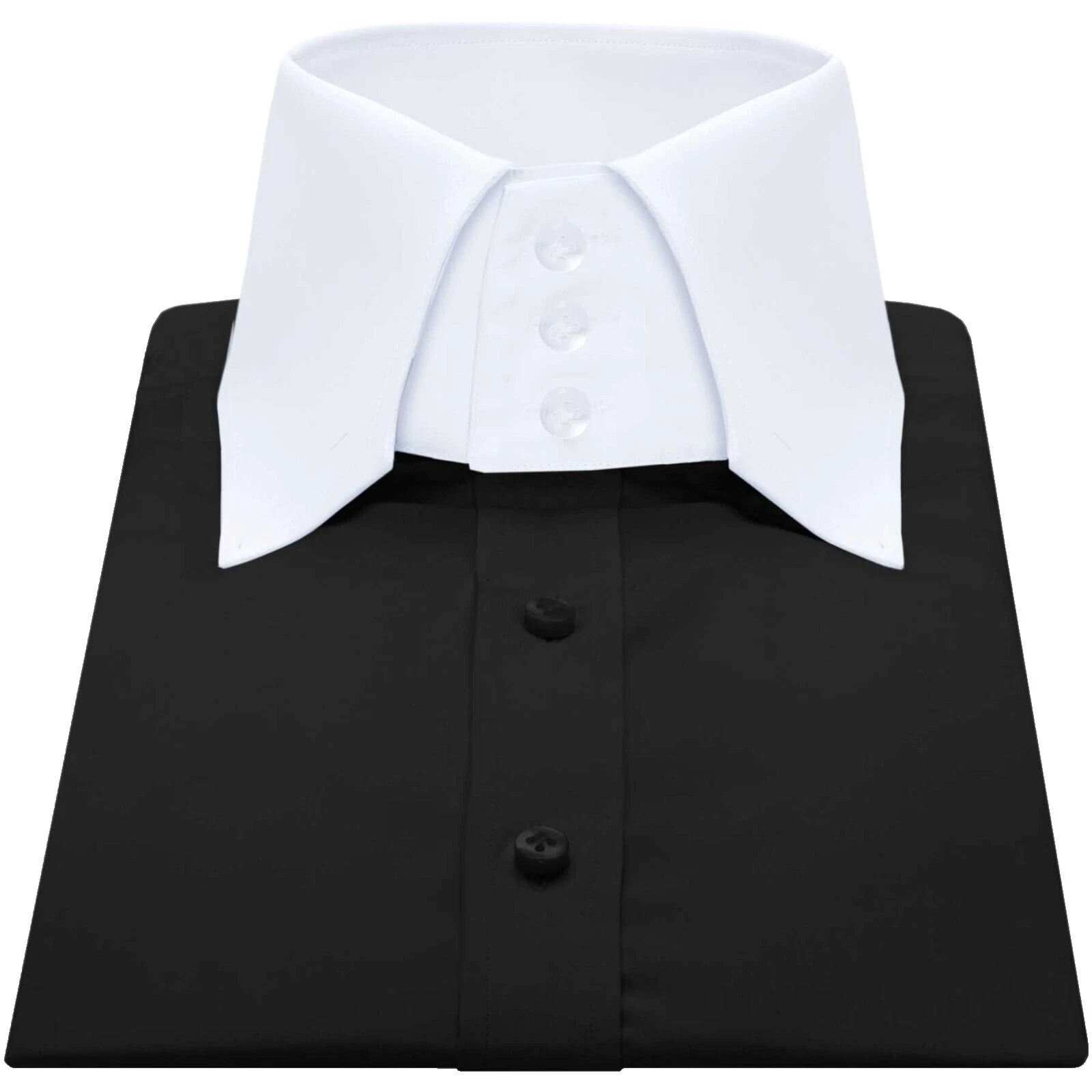 Negro 100% Algodón Camisas de vestir para hombres