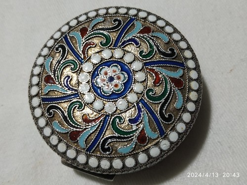 ANTICA SCATOLINA IN ARGENTO RUSSA RUSSIA CON SMALTI PUNZONI DA ID. - Picture 10 of 13