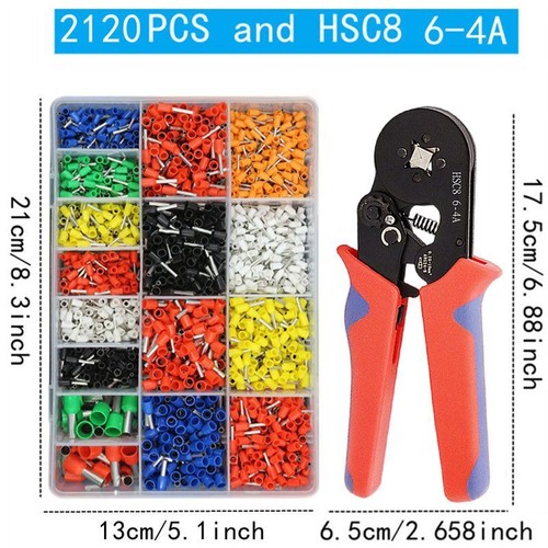 400-2120Pcs Tubular Crimp Terminals Electrical Cord End Connector Crimping Plier - Picture 13 of 24