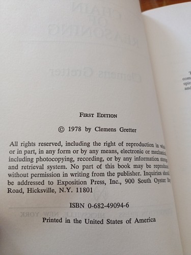 signiert, Argumentationskette, Genie, 1978, Erstausgabe, Clemens Gretter, HCDJ - Bild 3 von 8