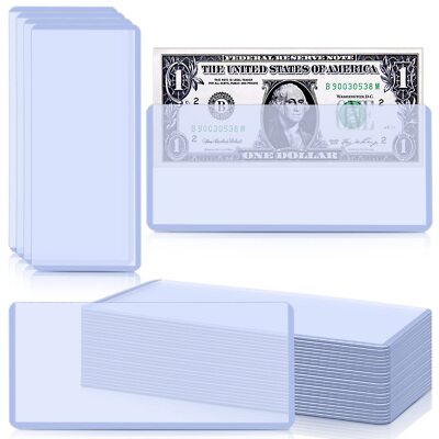 30 Pack Hard Plastic Clear Money Holder, 6.8