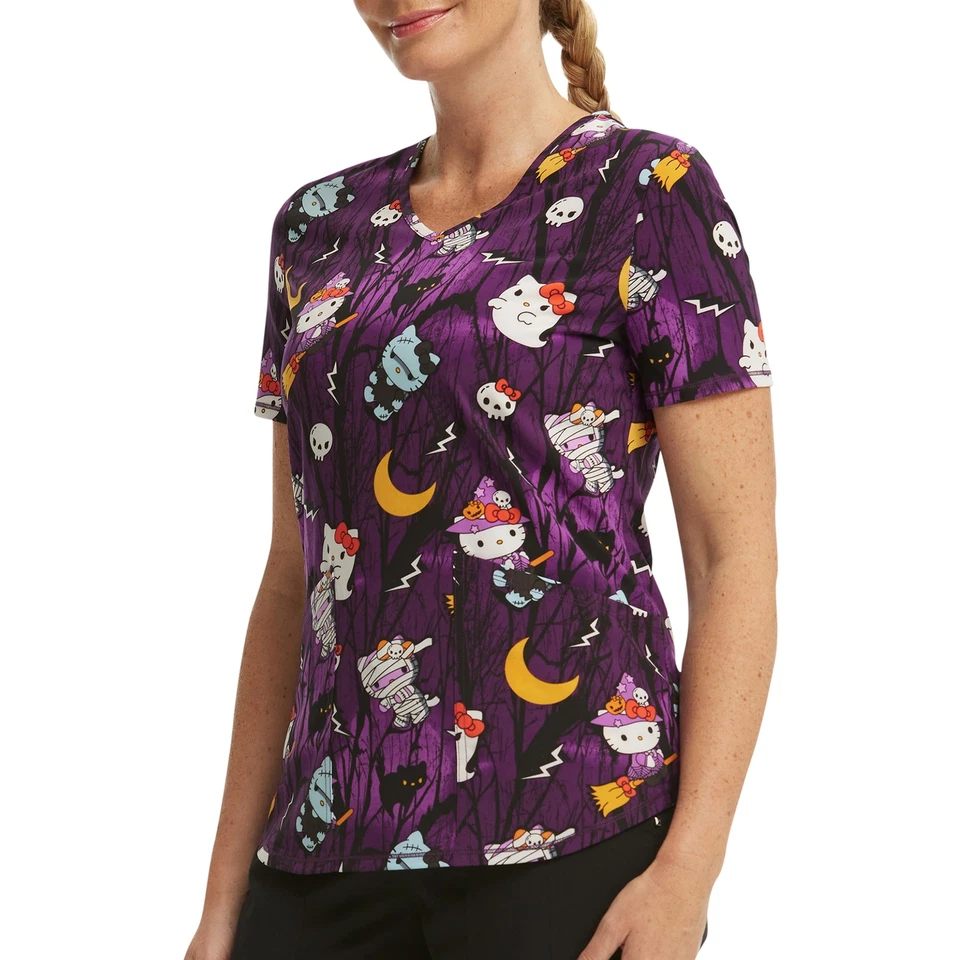 Scrubstar Women's Sanrio Hello Kitty Night Forest Scrub Top Multicolor Size 3XL - Image 3 of 4