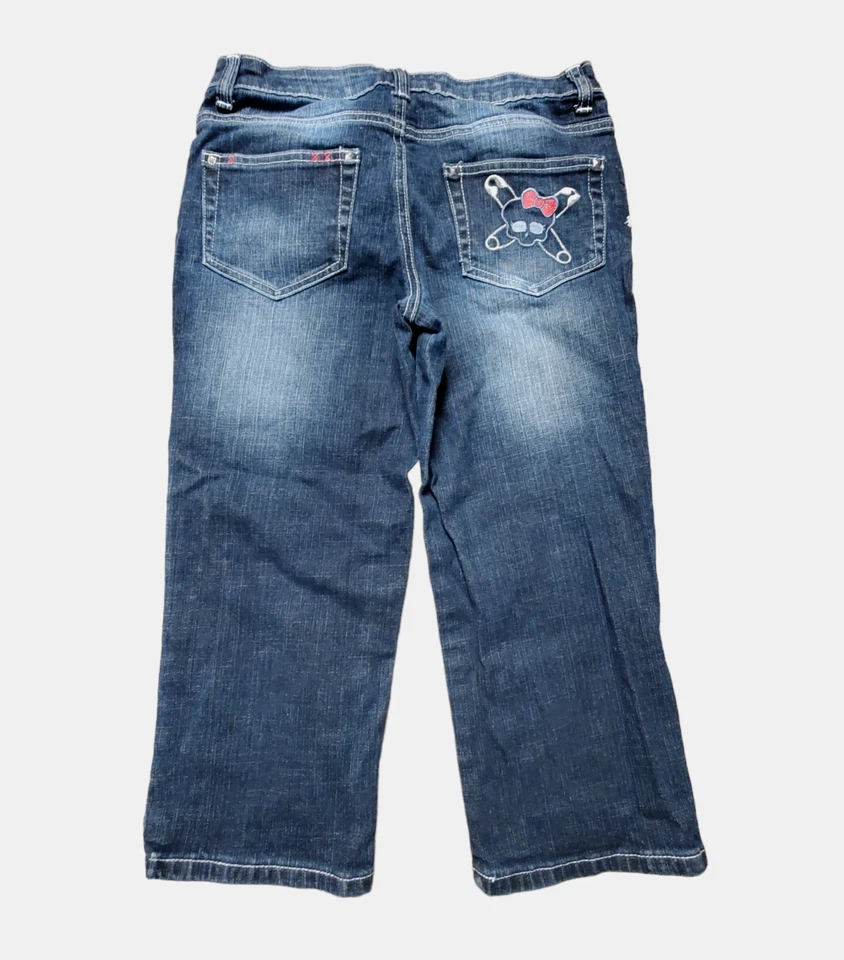 Pantalones de mezclilla rectos Monster High parche sintético tachonado niñas 16R calavera bordada Foto 2 de 4