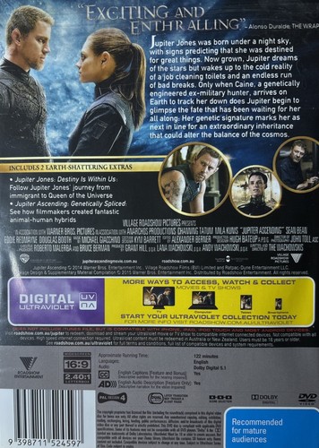 DVD NEW: Jupiter Ascending - 2015 Space Opera, Region 4, Digital Ultraviolet - Picture 2 of 2