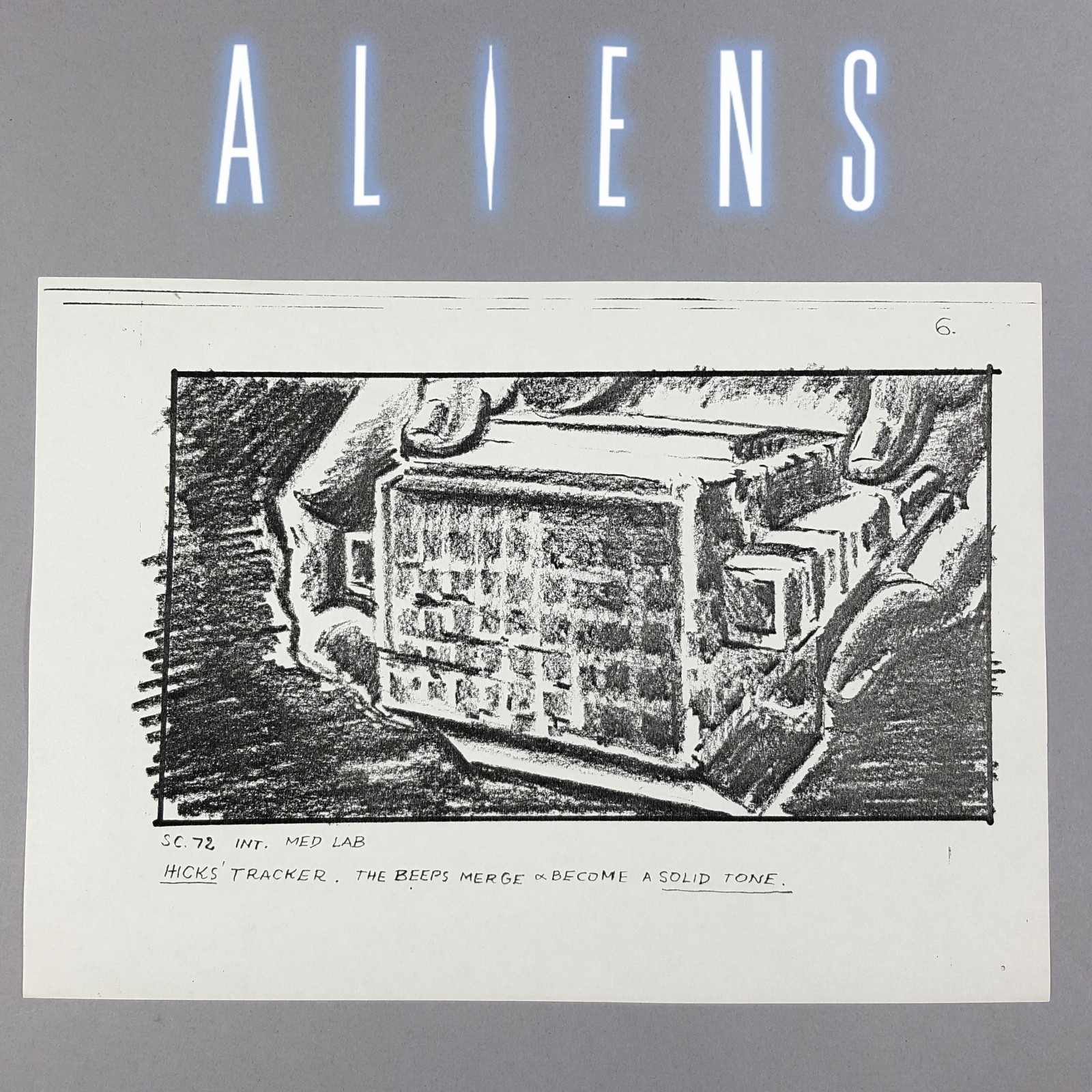 Aliens (1986) - Production Used Storyboard, Hicks Uses Tracker, Movie Prop