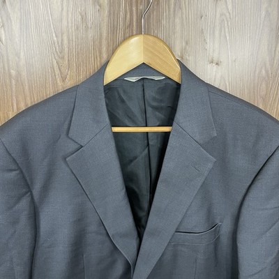 Pronto Uomo Blazer Jacket Mens 44L Dark Gray Solid Wool Polyester Two Buttons