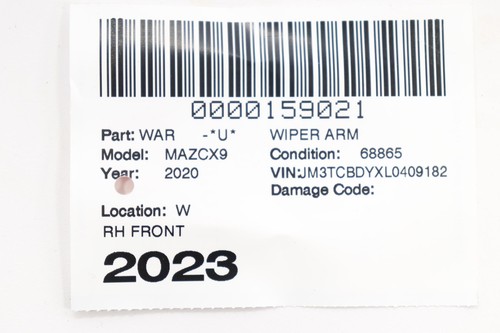 2016 - 2023 MAZDA CX-9 FRONT WINDSHIELD RIGHT PASSENGER SIDE WIPER ARM OEM - Picture 9 of 9