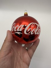 Vintage 1993 Coca-Cola Polar Bear Glass Ornament w/ Box Handmade Decoupage