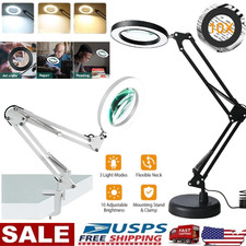 10X Magnifying Glass Desk Light Magnifier LED Lamp Reading Lamp With Base Clamp