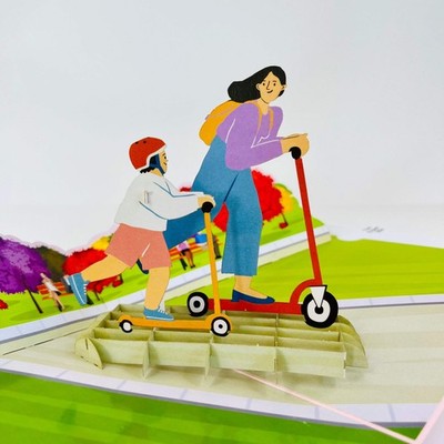 Scooter Ride Fun 3D Pop Up Greeting Card