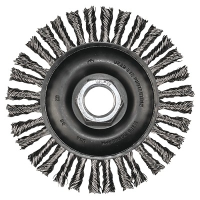 Stringer Bead Twist Knot Wheel, 4 dia x 3/16 W, .02 Carbon Steel, 5/8 in to 11