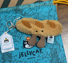 Jellycat Amuseables Baguette Bread Plush Keychain Bag Charm Dust Bag NWT 2026