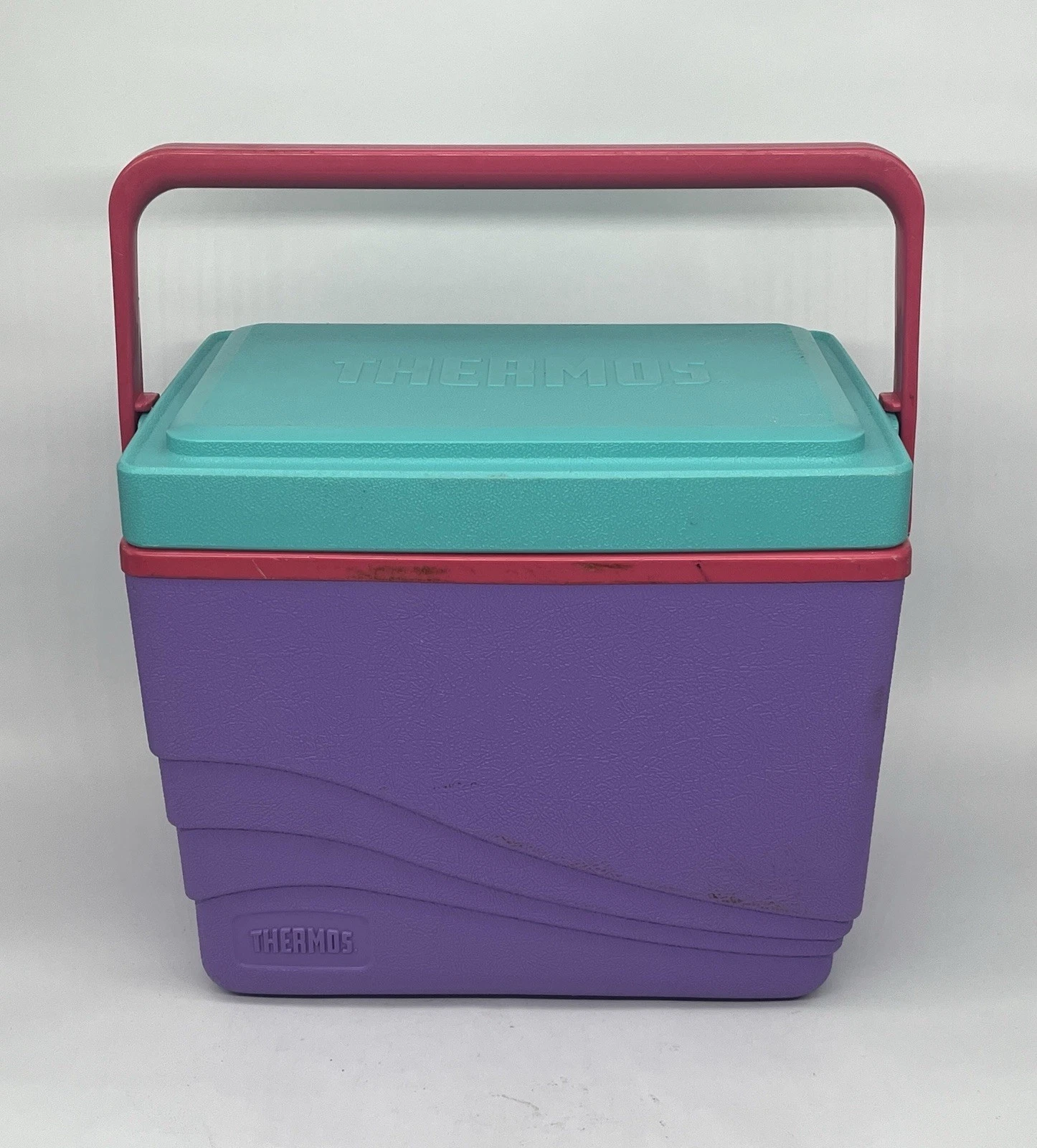 Thermos Cooler 7916 Cup Holder Lid Retro Beach 80s 90s Purple 16 Quart Mint Cond