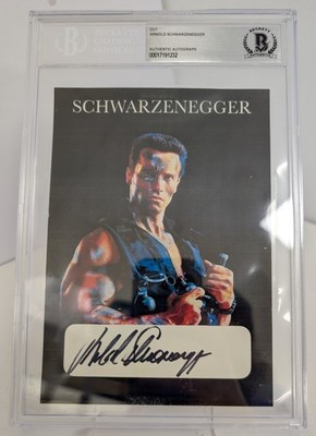 Arnold Schwarzenegger Beckett Certified Authentic Autograph Commando Cut Print a