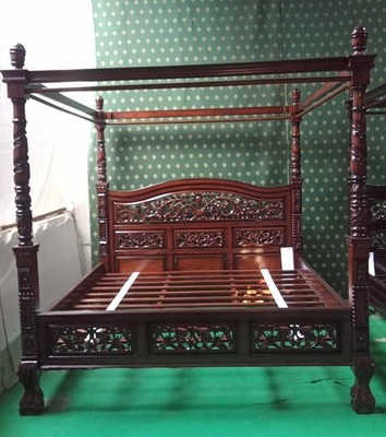 USA King Size French  style four poster 100% mahogany wood bed Choice of Dark or