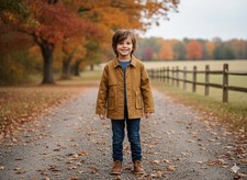 New Kinder Mo:vint Bright Brown Button-Front Jacket Coat Size 5-6Y - Pockets