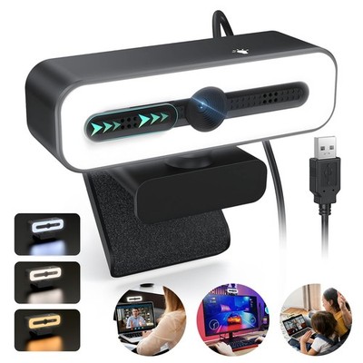 1080P Webcam Full HD PC mit Mikrofon Autofokus-Webcam mit Licht für Videoanrufe