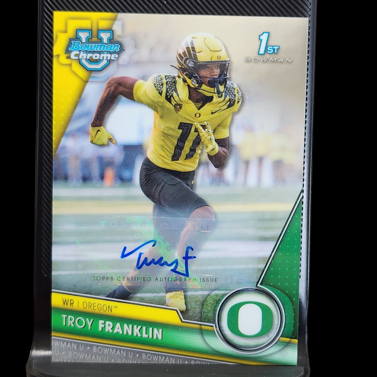 Troy Franklin 2023 Bowman University Chrome 1st Bowman Auto Oregon Ducks