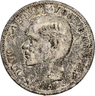 Künker: Bayern Otto 5 Mark 1908 D Silber