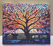 NEW Stained Glass Mosaic Tree of Life 1000 Piece Jigsaw Puzzle PICKFORU Open Box