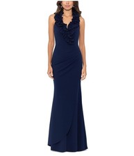 XSCAPE Womens Ruffled Long Gown Dress