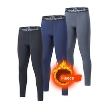 Men  s Fleece Thermal Compression Leggings Winter Warm Tight Pants Shapewear