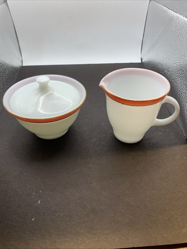 Vintage Pyrex Flamingo Pink Creamer And Sugar