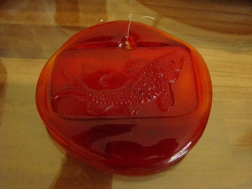 Blenko Glass Suncatcher FISH Glass Sun Art Window 4" Red Orange