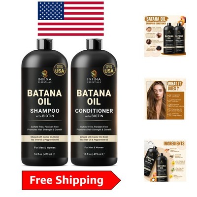 Batana Oil Shampoo & Conditioner Set, 16 fl oz Each - Nourishing Hair Growth Duo