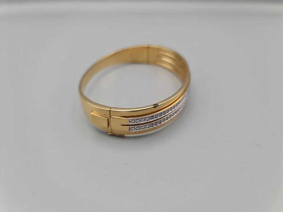 Eleganter, mehrreihiger Armreif mit funkelndem Strass in edler Goldfarbe. - Bild 2 von 4