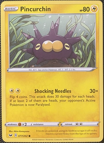 Pincurchin 077/202 Swsh01: Sword & Shield Regular NM Pokémon