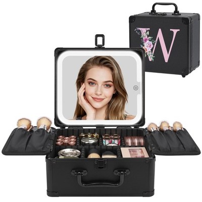 Birthday Gifts for Women Teen Girls, Initial Makeup Bag with LED Mirror Perso...