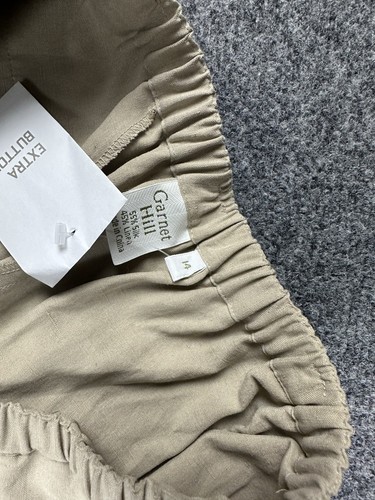 Garnet Hill Silk Linen Pull On Pants Beige Size 14 Women’s Stretch Coastal - Picture 6 of 7