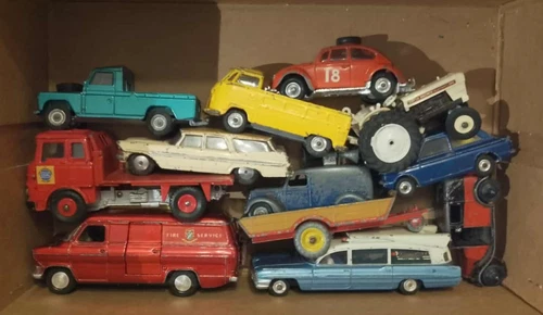ORIGINAL VINTAGE DIECAST TOY JOB LOT DINKY & CORGI CARS VAN TRACTOR TRUCK VW etc