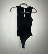 Lulus Women  s Black Solid One-Piece Bodysuit, Size L, One Piece Style
