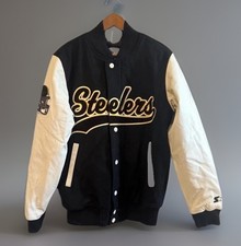 NWT NFL Pittsburgh Steelers Starter varsity bomber jacket black  white Large