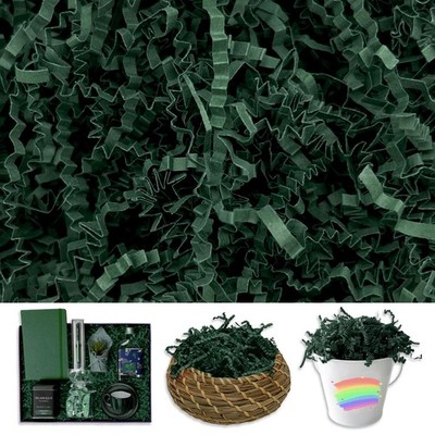 2 LB Dark Green Crinkle Cut Paper Shred Filler Basket Gift Wrap Confetti