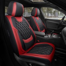Black Red Car Seat Covers Full Set - Faux Nappa Leather Seat Covers For Cars...