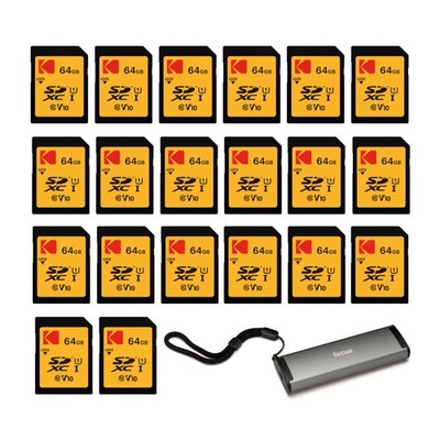 Kodak 64GB Class 10 UHS-I U1 SDXC Memory Card with Card Reader and Storage Case