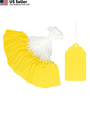QWORK 500PCS Yellow Paper Gift Tags Writable Hang Labels with String FROM USA