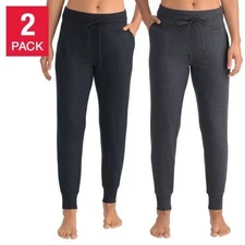 Women's Lolë Lounge Jogger Pants 2-Pack Black & Grey Size M UK 12