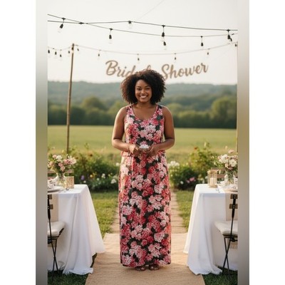 Esmara Sleeveless Floral Geranium Maxi Dress NWT