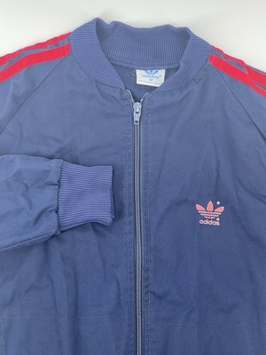 Vintage Adidas Track Jacket 3 Stripe Red Navy Full Zip 1970s-80s