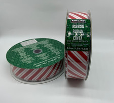 Kirkland Wire Edged Ribbon 1.5" x 50 YD Red White Candy Cane Striped 2 Pack
