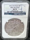 2012-W Burnished Silver Eagle Dollar NGC MS70 FIRST RELEASES