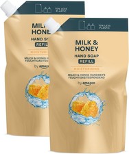 Amazon Brand Milk & Honey Hand Soap Refill 2 x 1L Moisturising 2.72 per litre